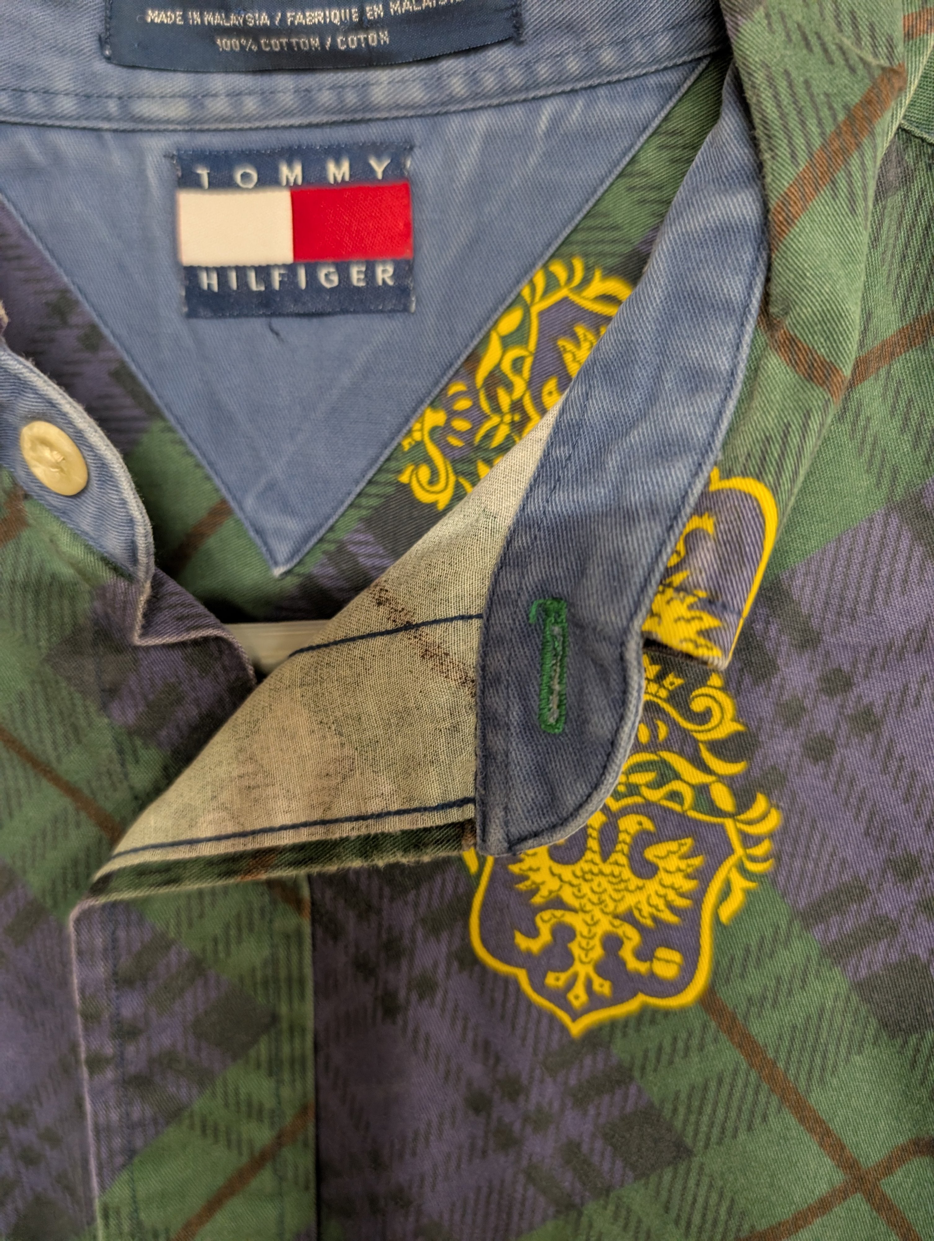 Tommy Hilfiger Plaid Button-Up Shirt with Crest Design - Image 3