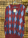 Saddlebred Argyle Sweater Vest XLT Red Blue - Image 1