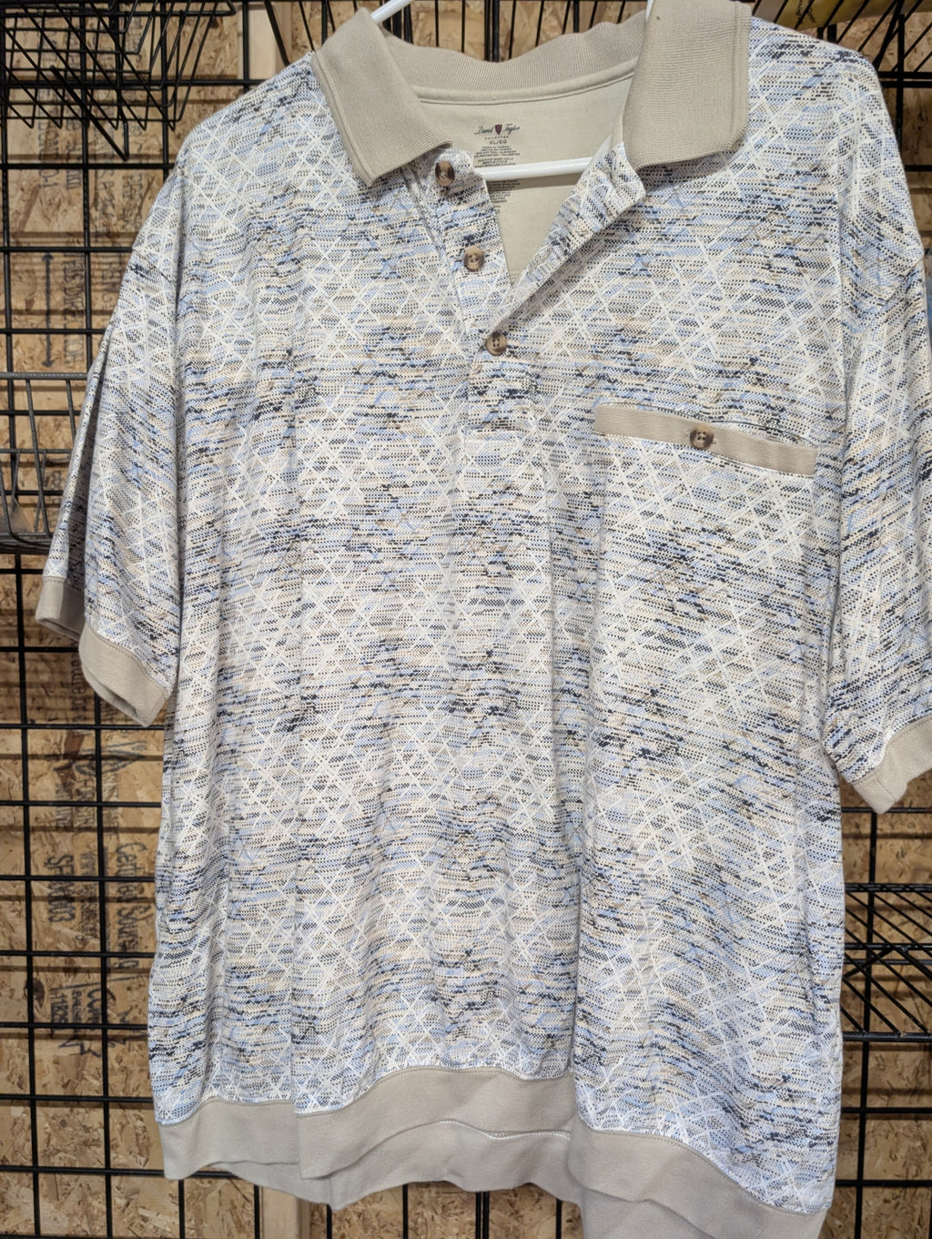 David Taylor XL Polo Shirt Geometric Pattern - Image 1
