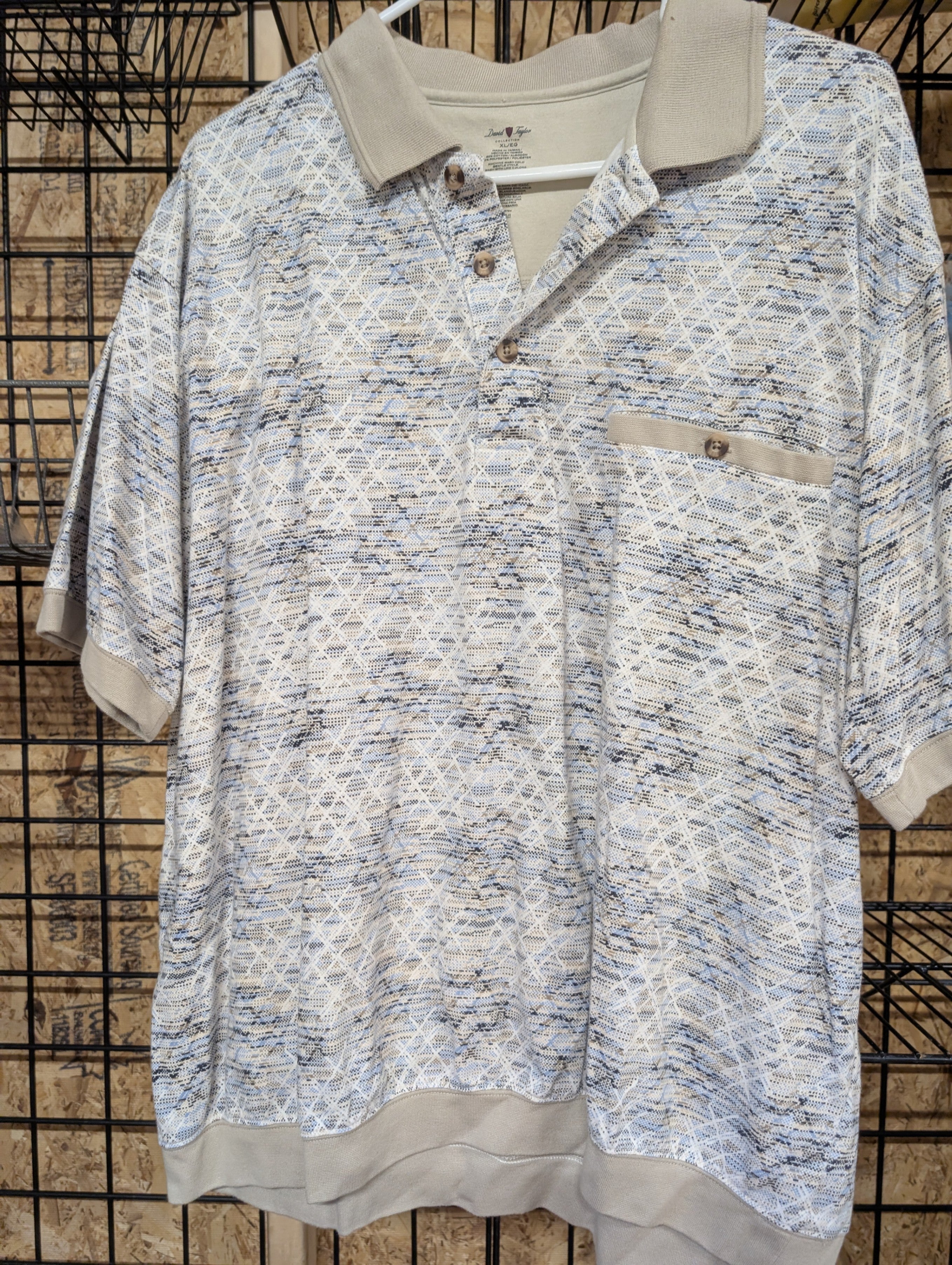 David Taylor XL Polo Shirt Geometric Pattern - Image 1