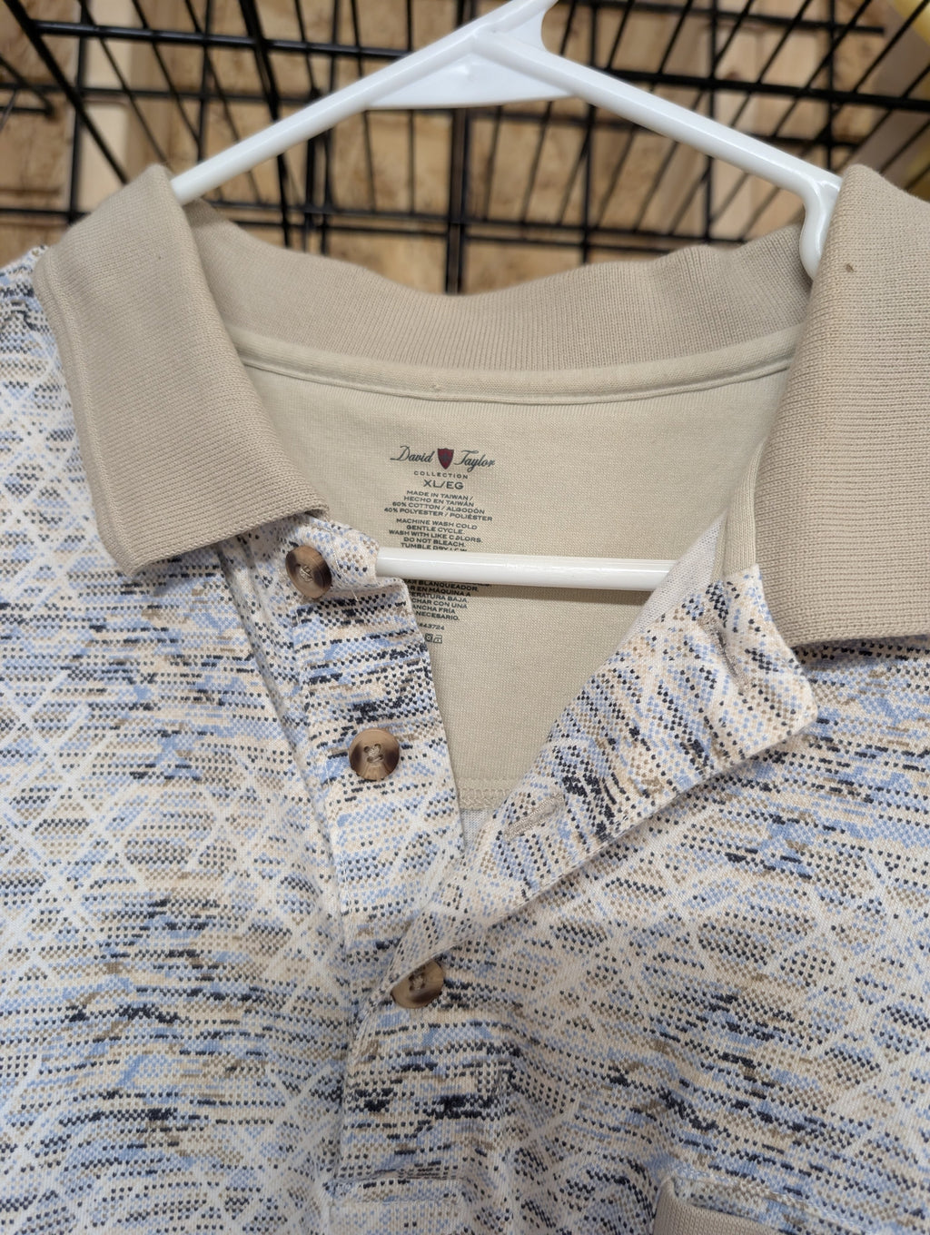David Taylor XL Polo Shirt Geometric Pattern - Image 2
