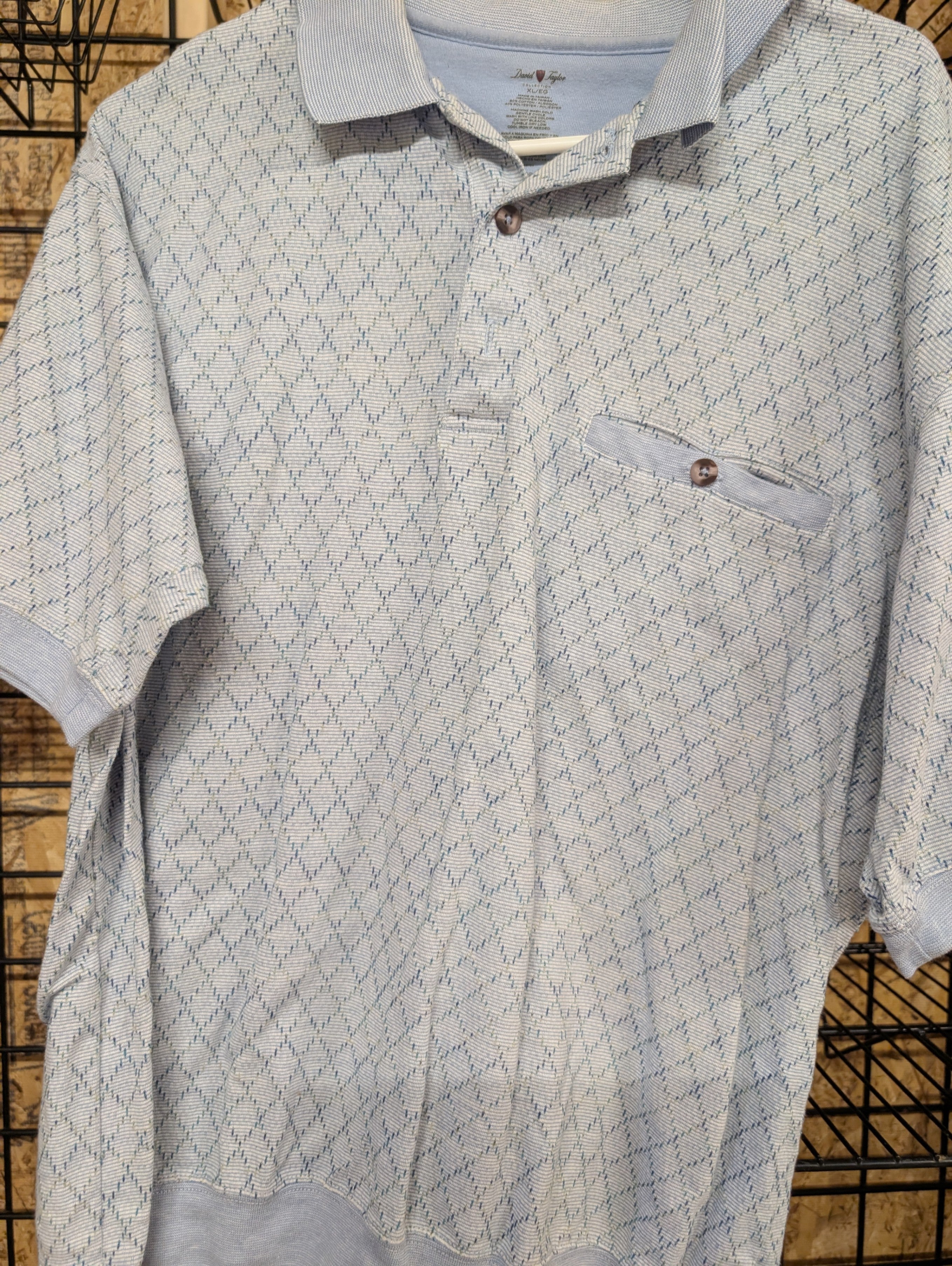 David Taylor Men's XL Polo Shirt Blue Pattern - Image 1