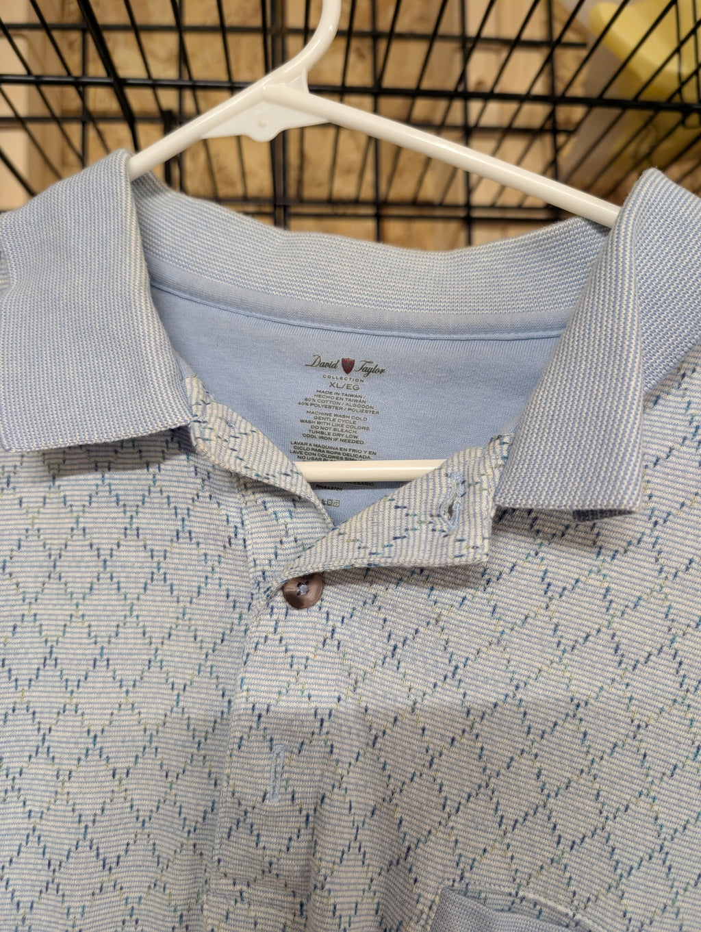 David Taylor Men's XL Polo Shirt Blue Pattern - Image 2
