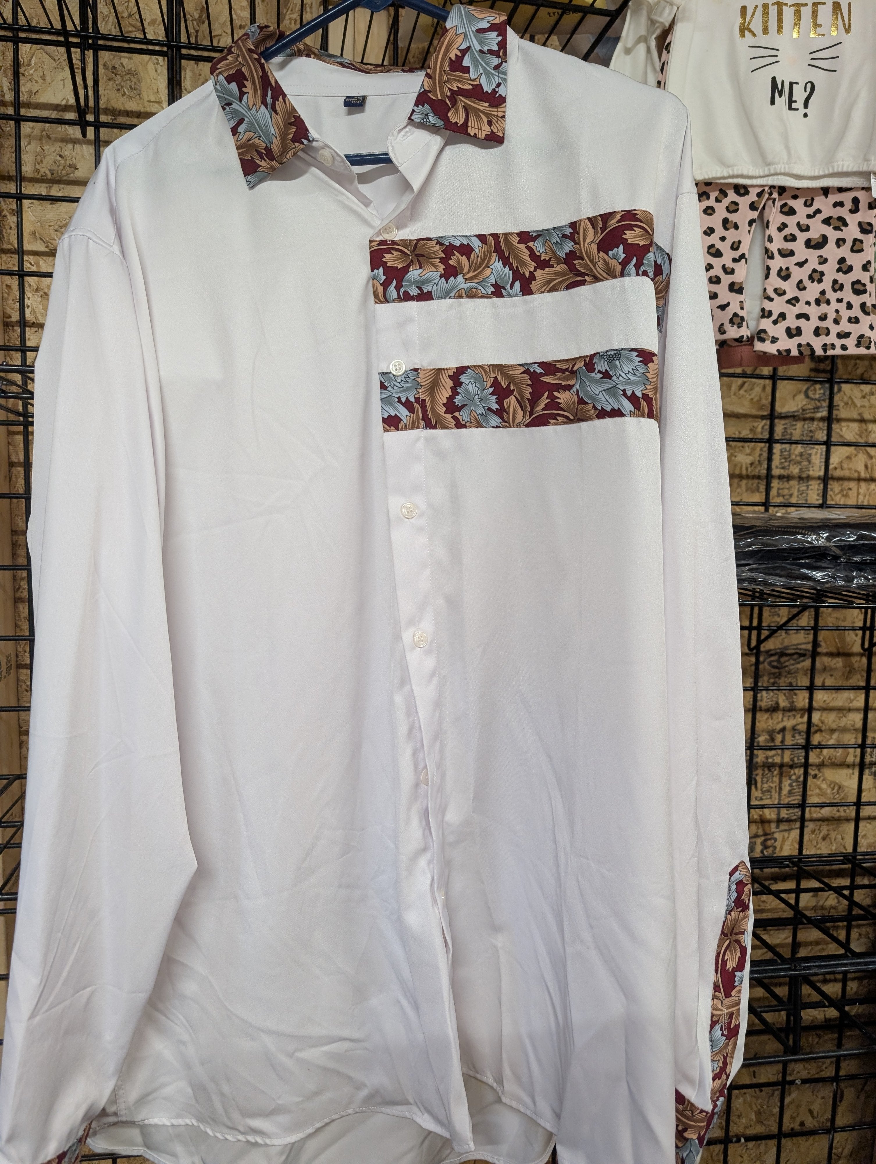 Lady's 2XL White Shirt with Floral Accents - Image 1