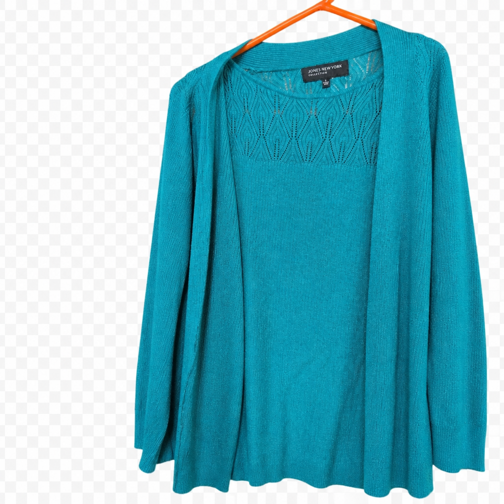 Jones New York Collection Teal Cardigan Sweater L - Image 1