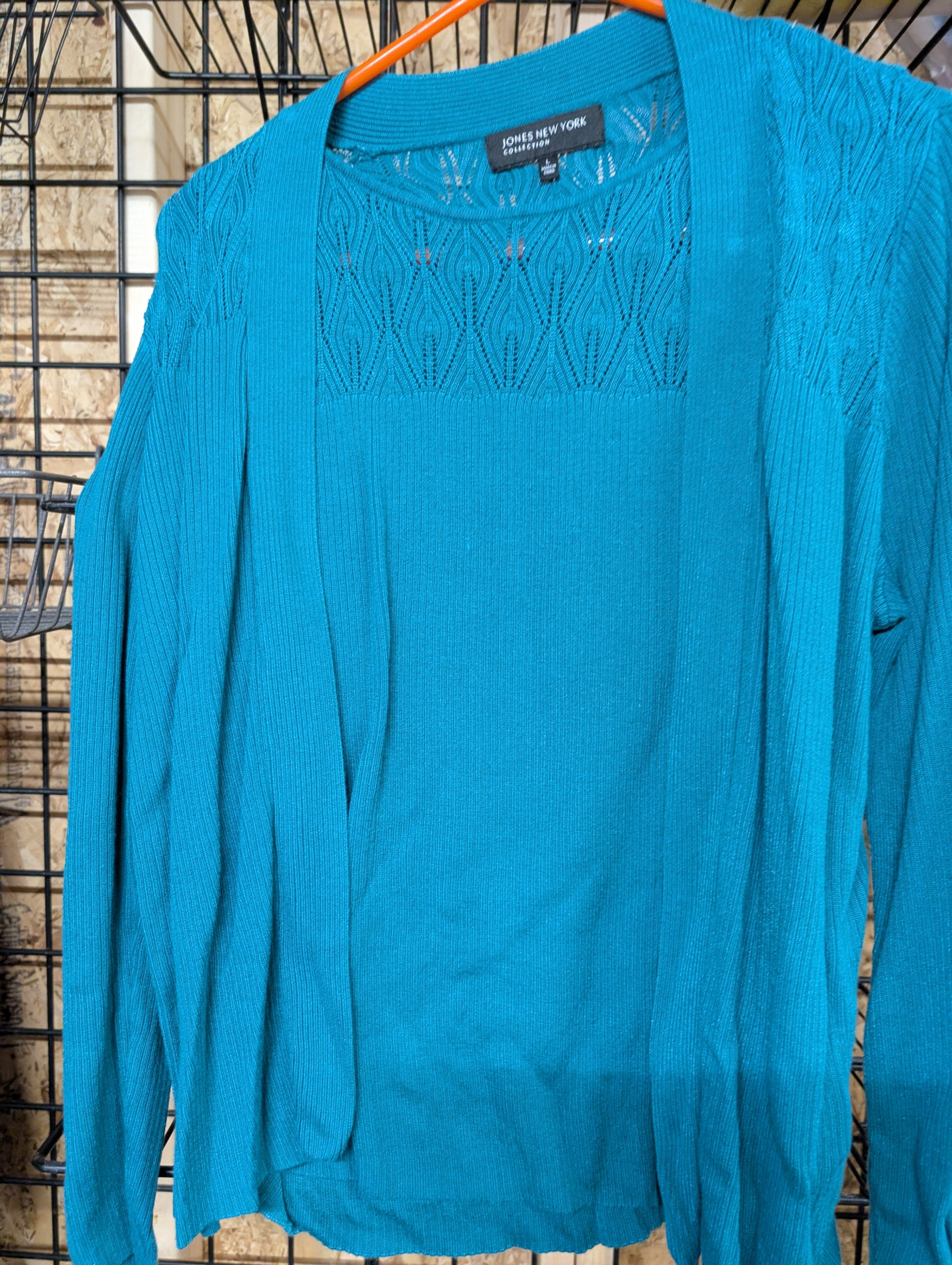 Jones New York Collection Teal Cardigan Sweater L - Image 2