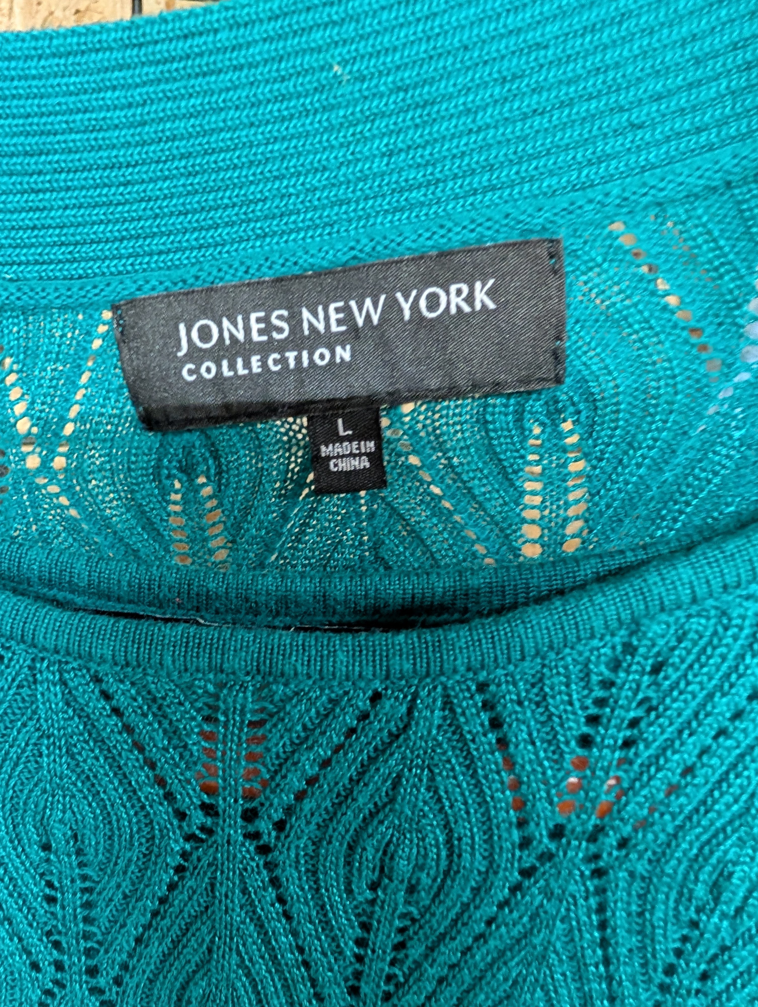 Jones New York Collection Teal Cardigan Sweater L - Image 3