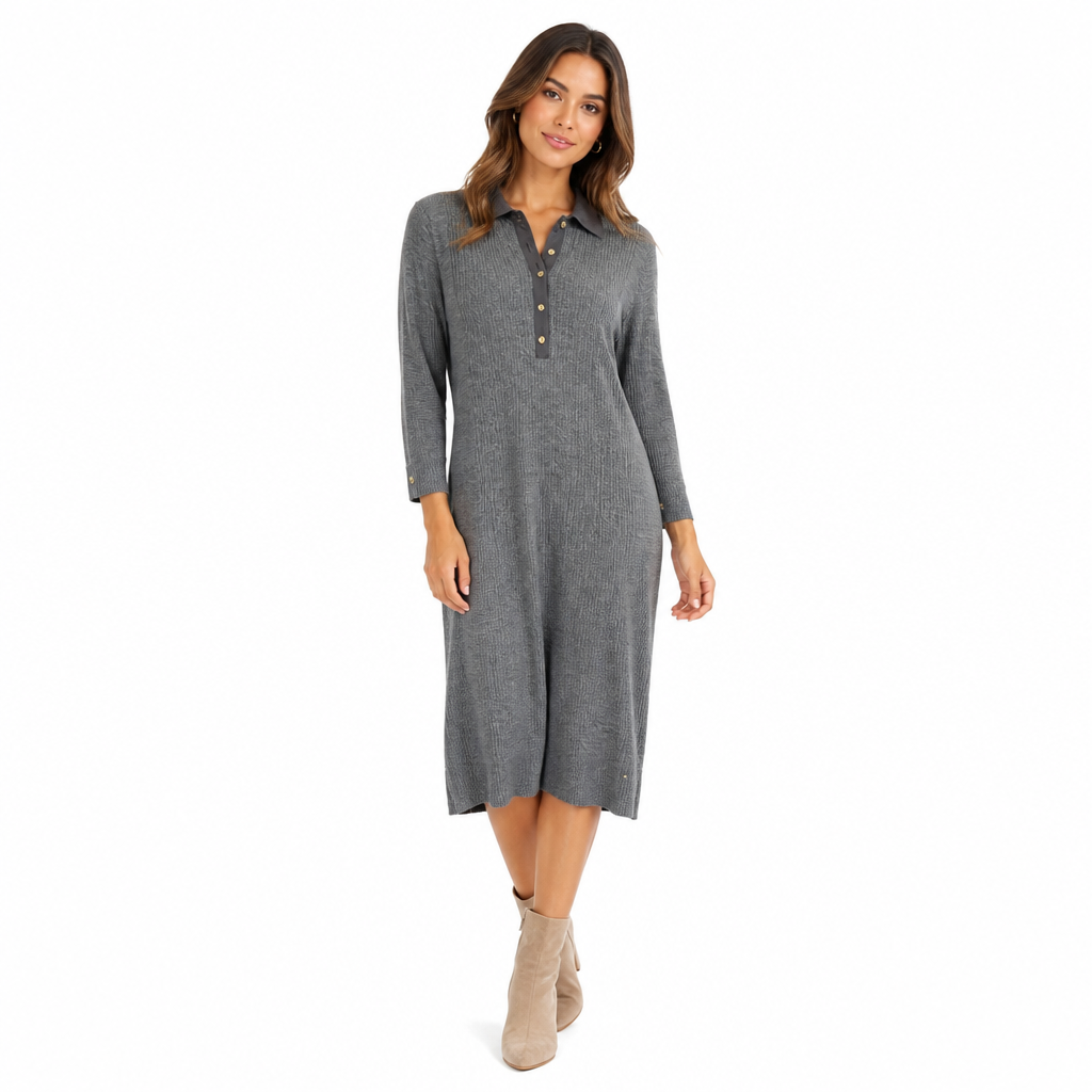 Tommy Hilfiger Grey Knit Midi Dress Size M - Image 1