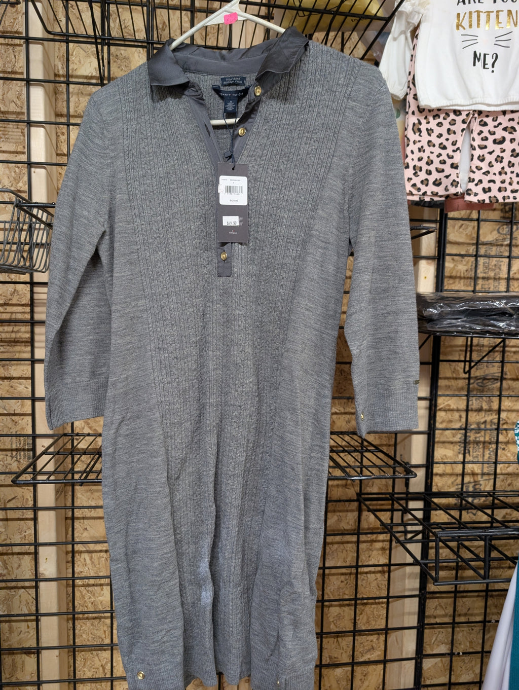 Tommy Hilfiger Grey Knit Midi Dress Size M - Image 2