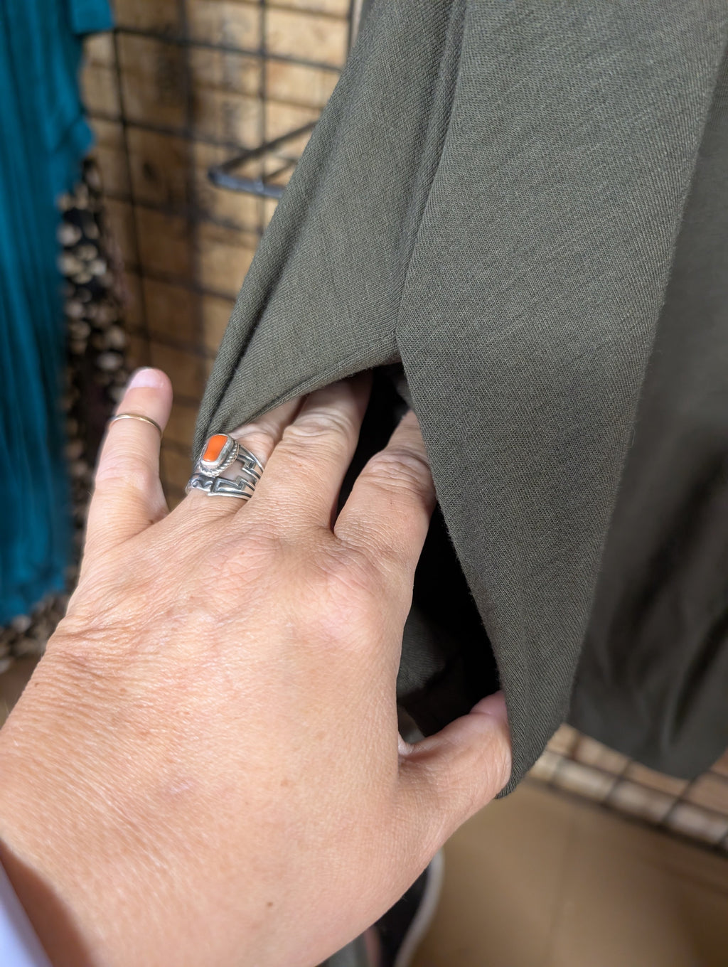Zenana Olive Green Long Sleeve Dress XL - Image 4