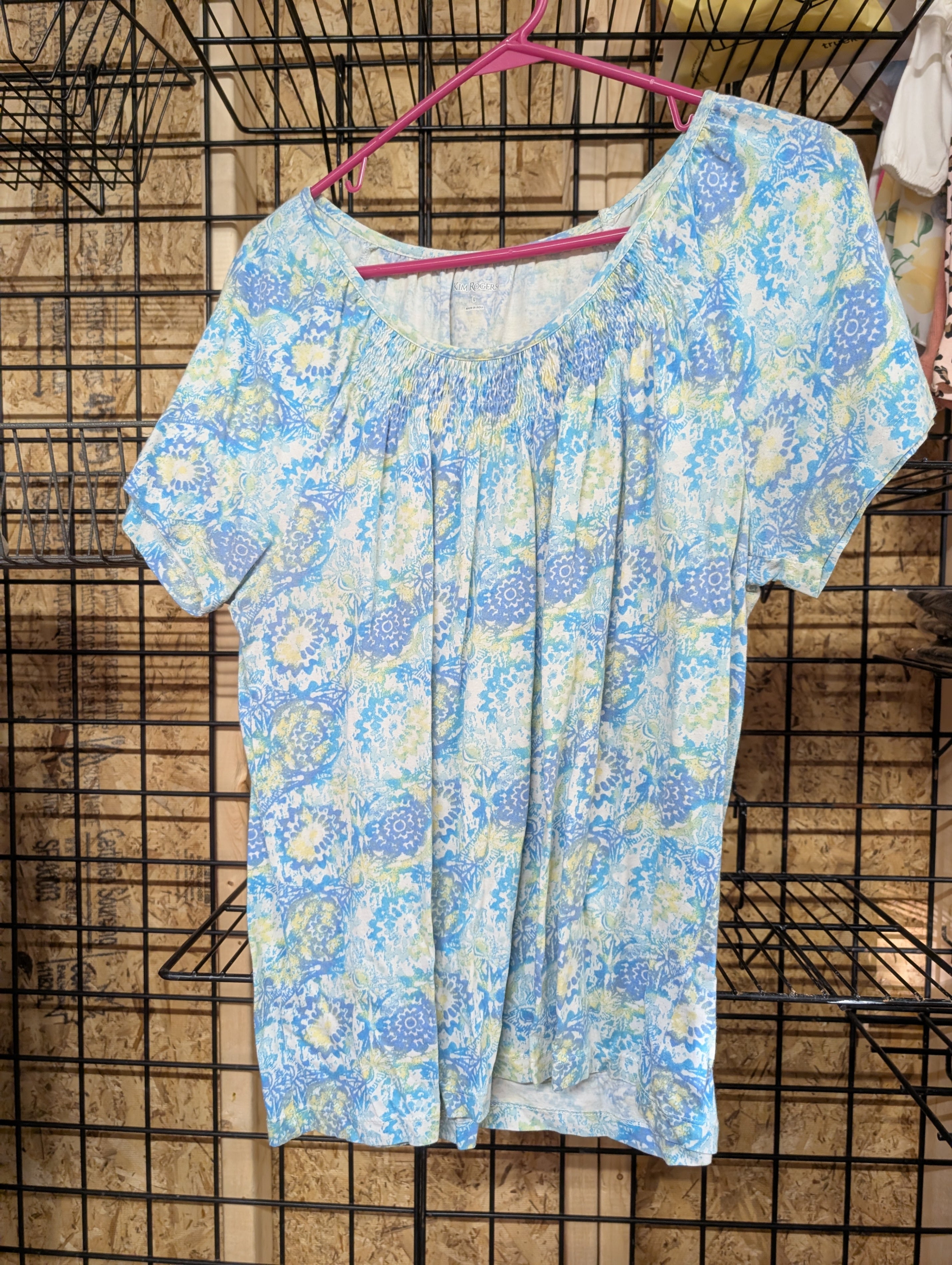 Kim Rogers Floral Smocked Top Size L - Image 1