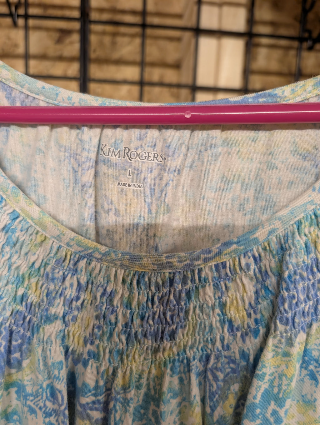 Kim Rogers Floral Smocked Top Size L - Image 2