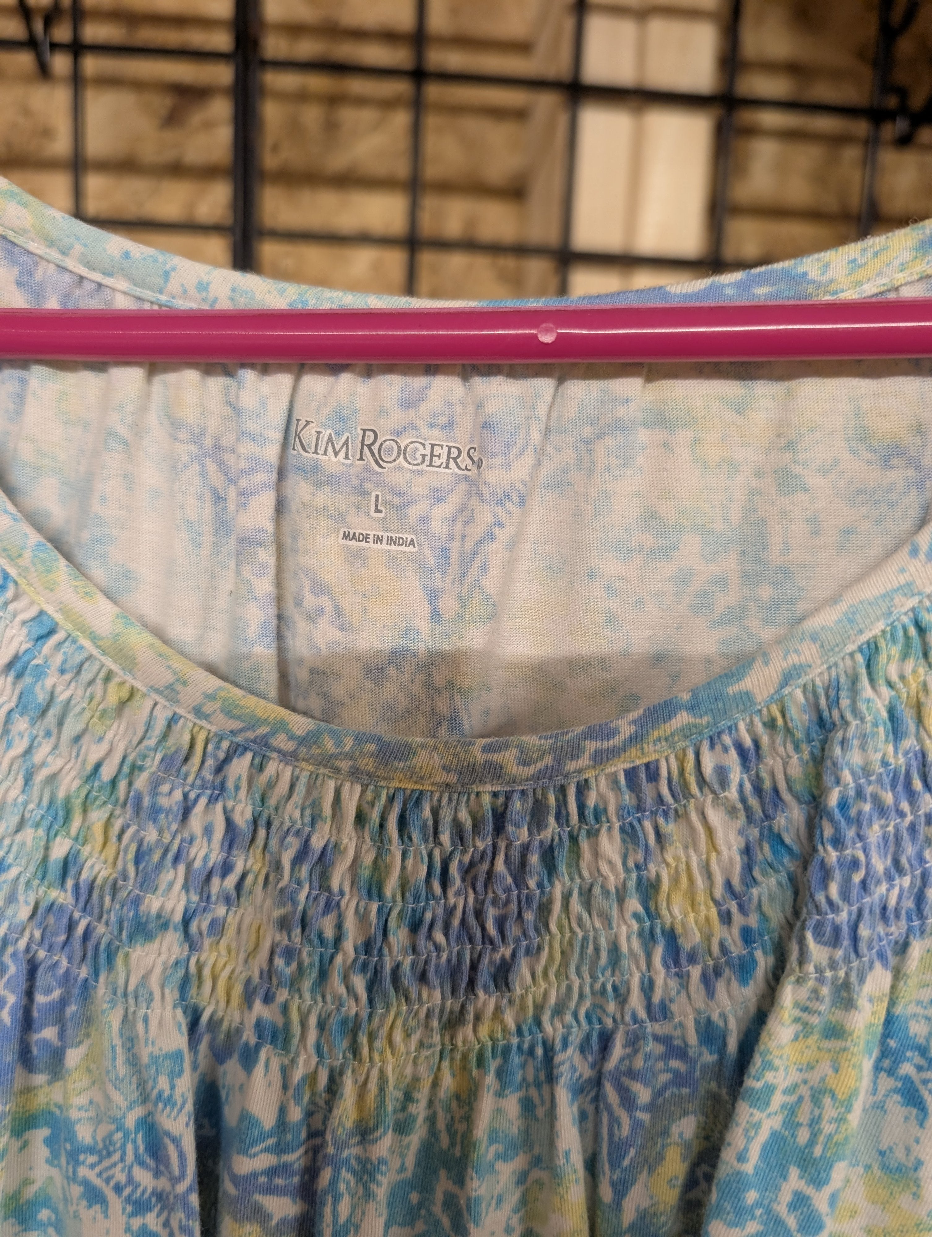 Kim Rogers Floral Smocked Top Size L - Image 2