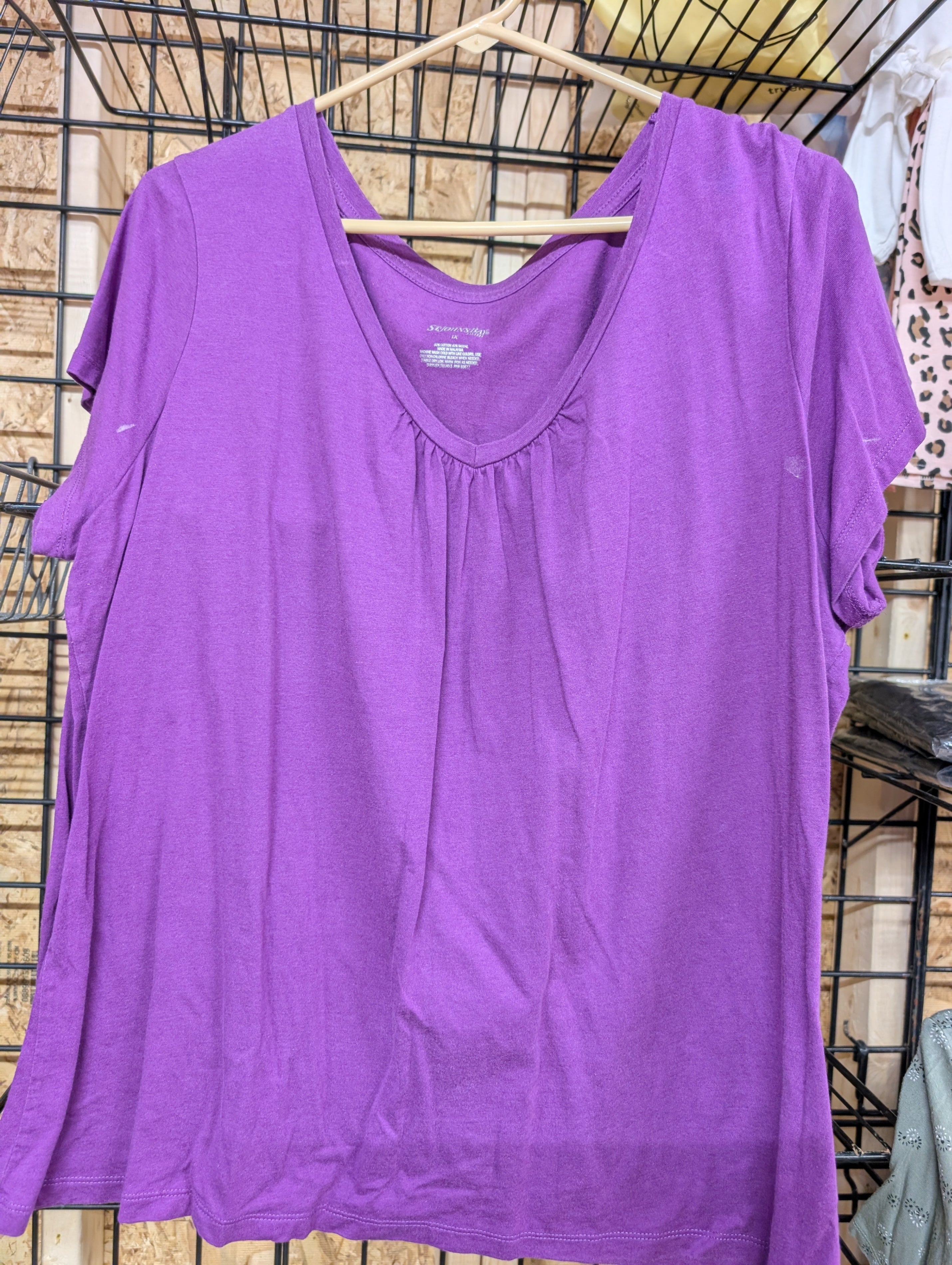 St. John's Bay Purple V-Neck Top 1X - Image 1