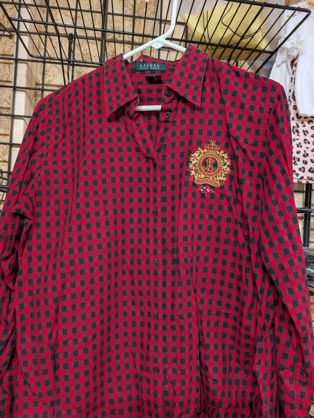 Lauren Ralph Lauren Red Plaid Shirt Size L - Image 1