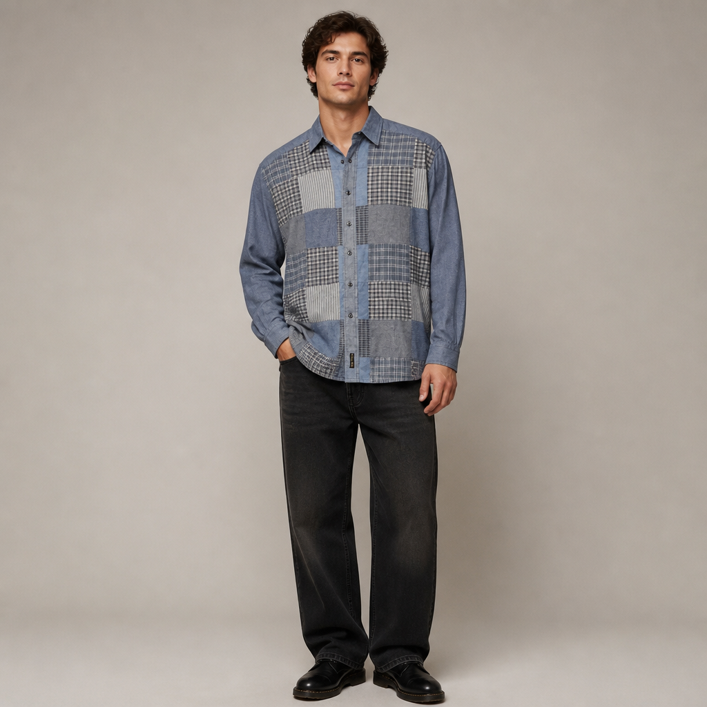 Tommy Hilfiger Patchwork Denim Shirt Medium - Image 1