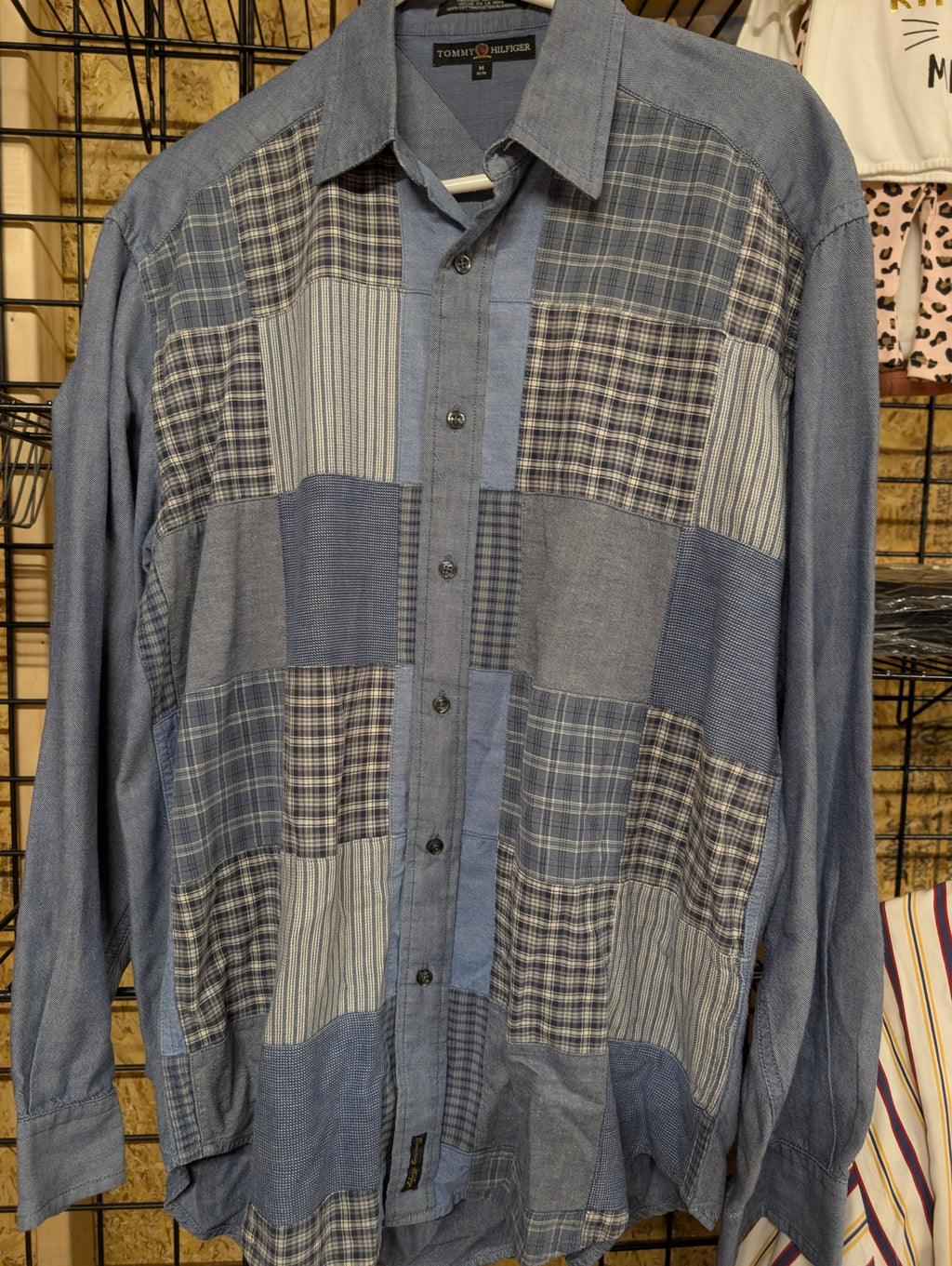 Tommy Hilfiger Patchwork Denim Shirt Medium - Image 2