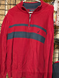 Nautica Red Striped Half-Zip Sweater XL - Image 1