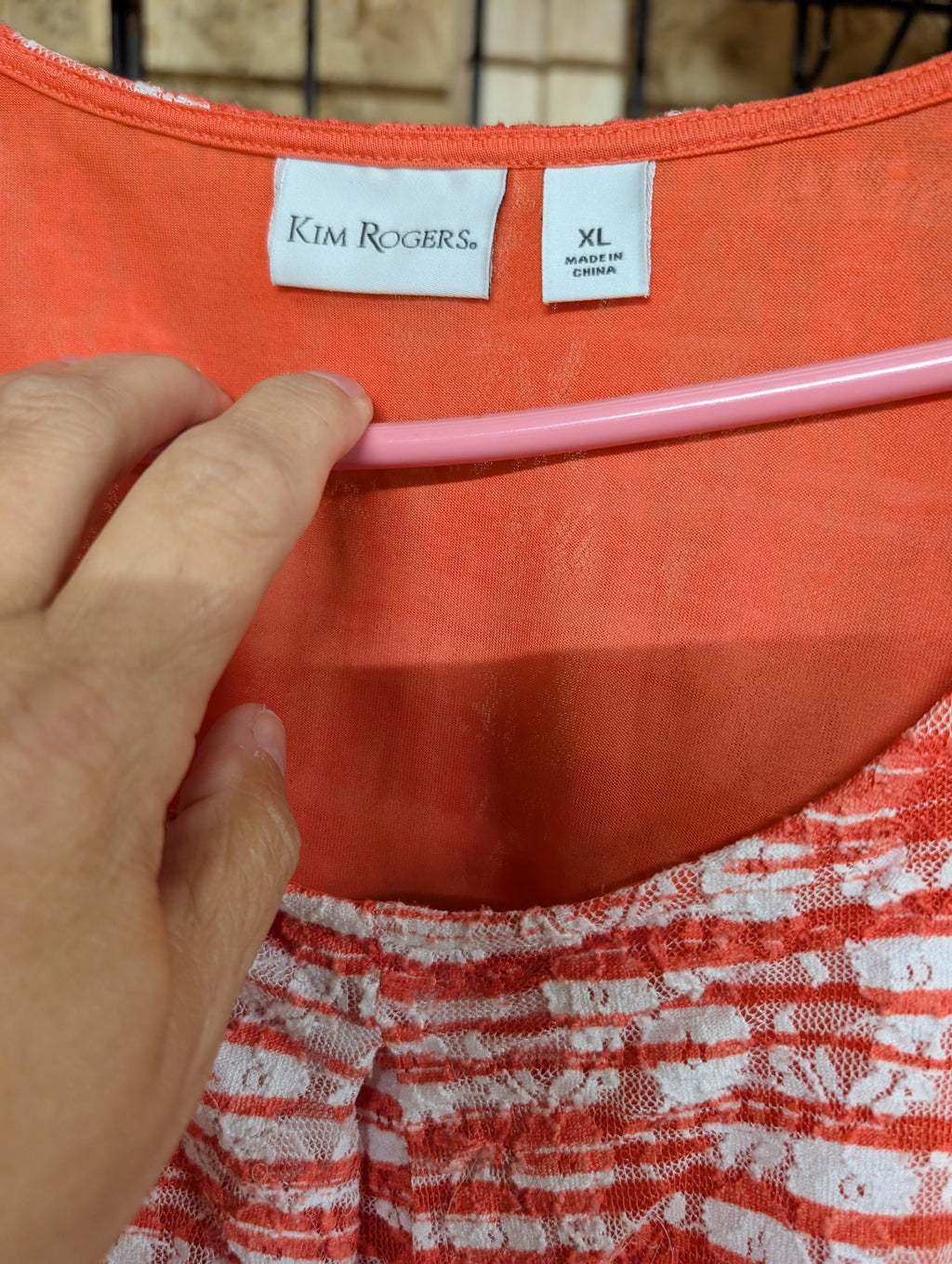 Kim Rogers Women's XL Striped Lace Top - Image 2