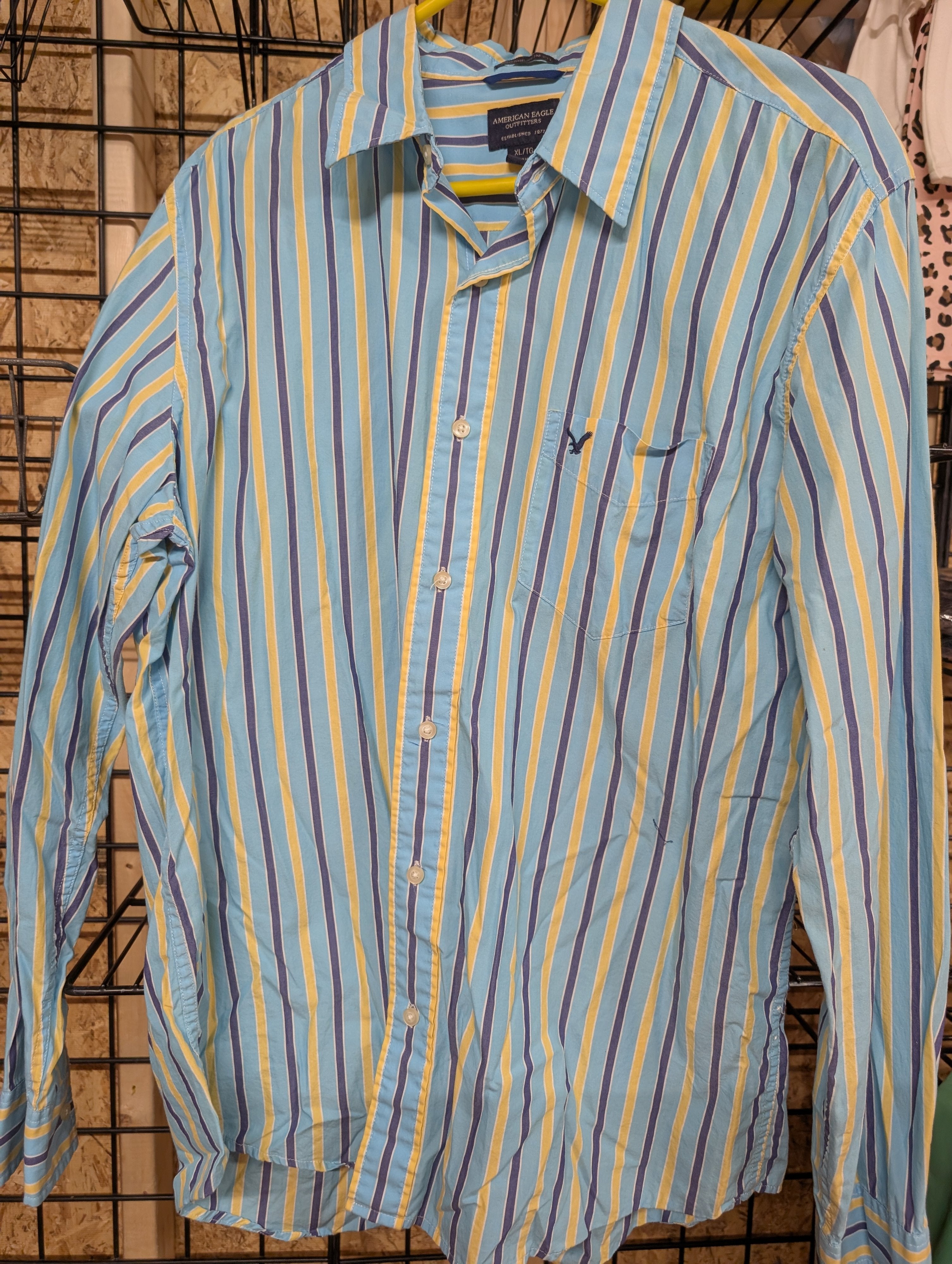 American Eagle Striped Button-Up Shirt XL - Image 1
