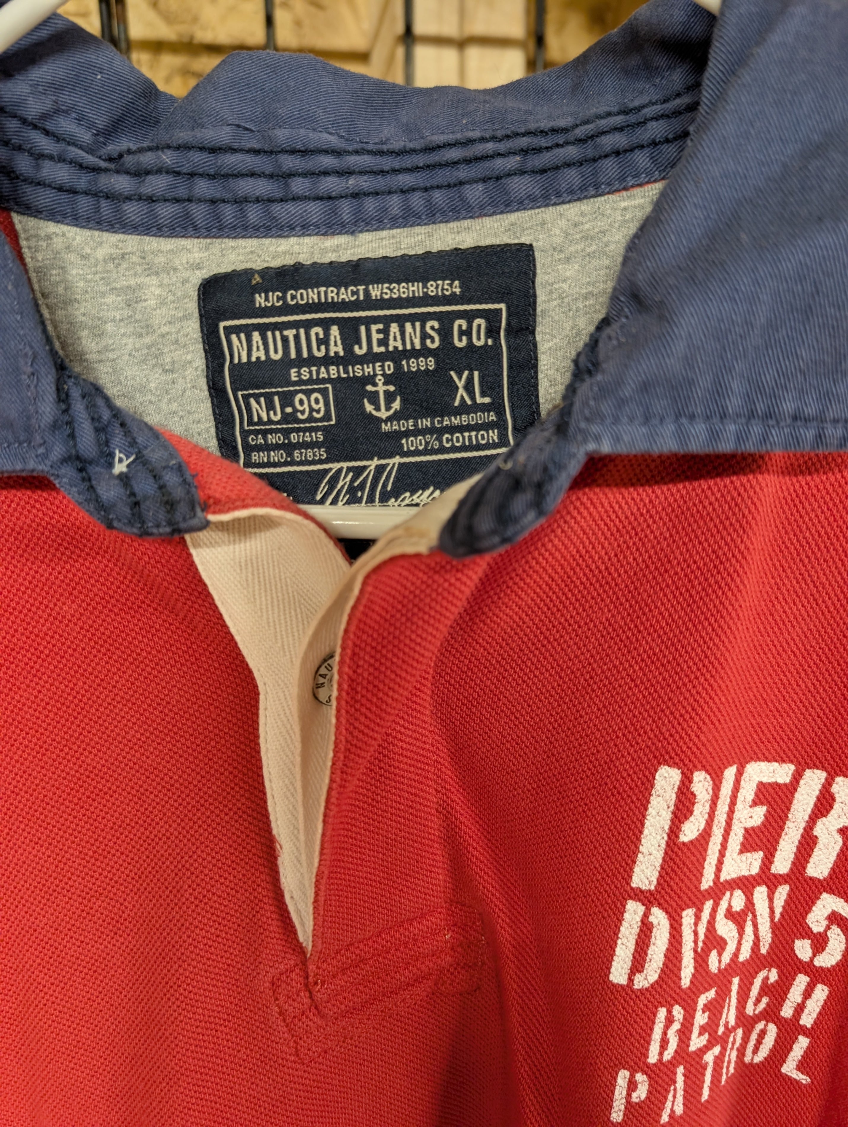 Nautica Jeans Co. Red Polo Shirt XL 100% Cotton - Image 2