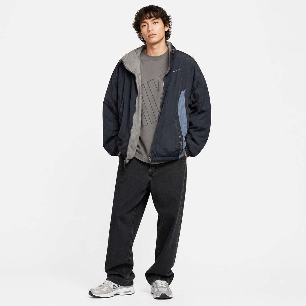 Nike Men's Hooded Jacket with Logo Detail L - Image 1