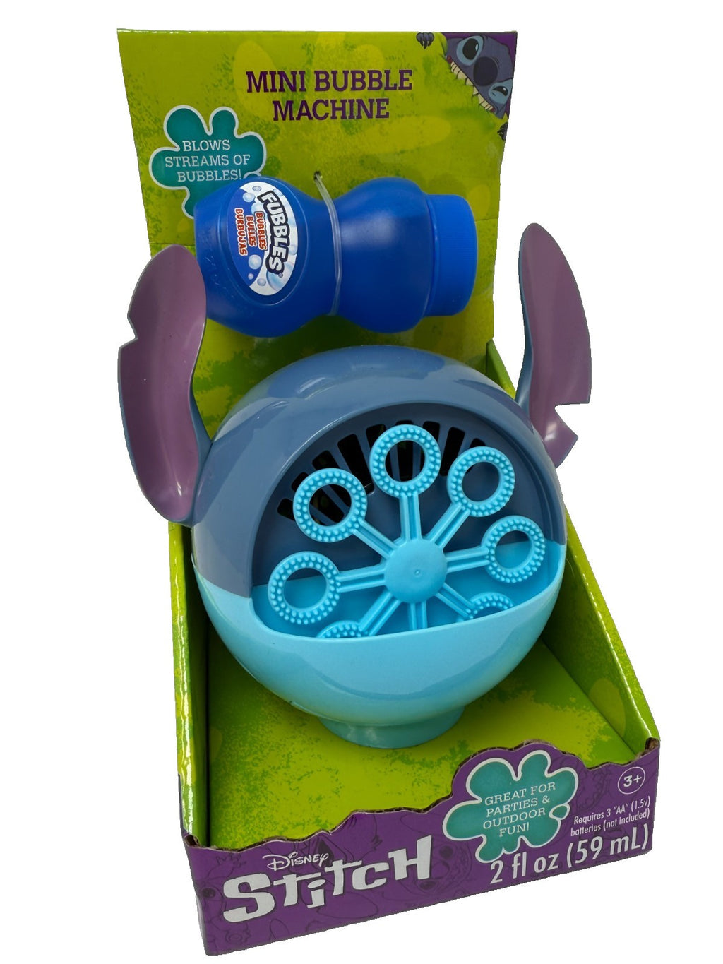 Disney Stitch Mini Bubble Machine - Fun Bubble Blower with Solution, Ages 3+ - Image 1