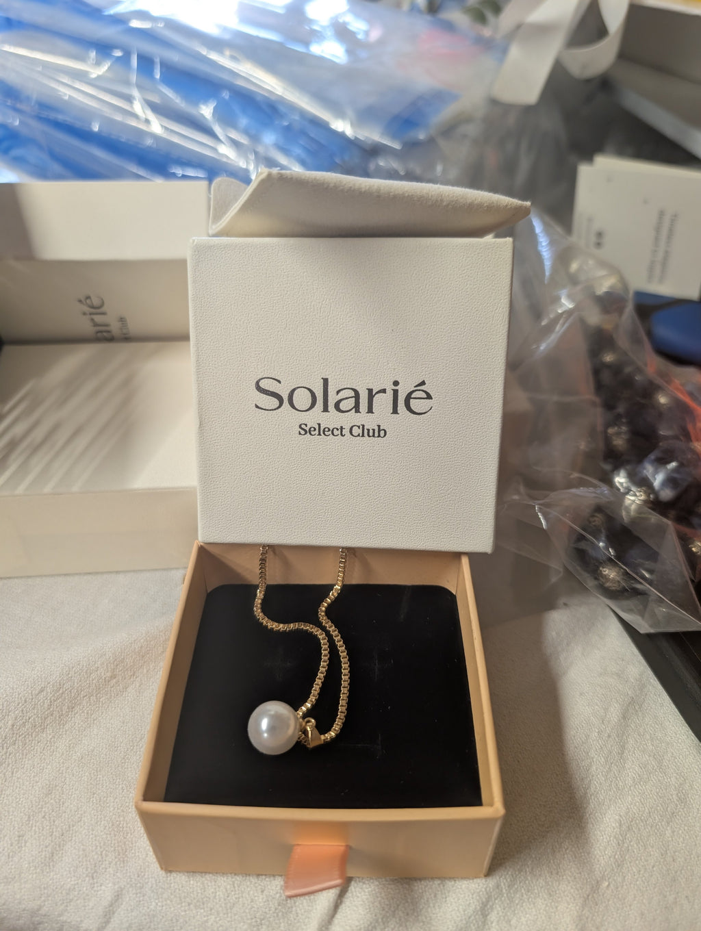 Solarié Pearl Pendant Necklace Gold Chain - Image 2