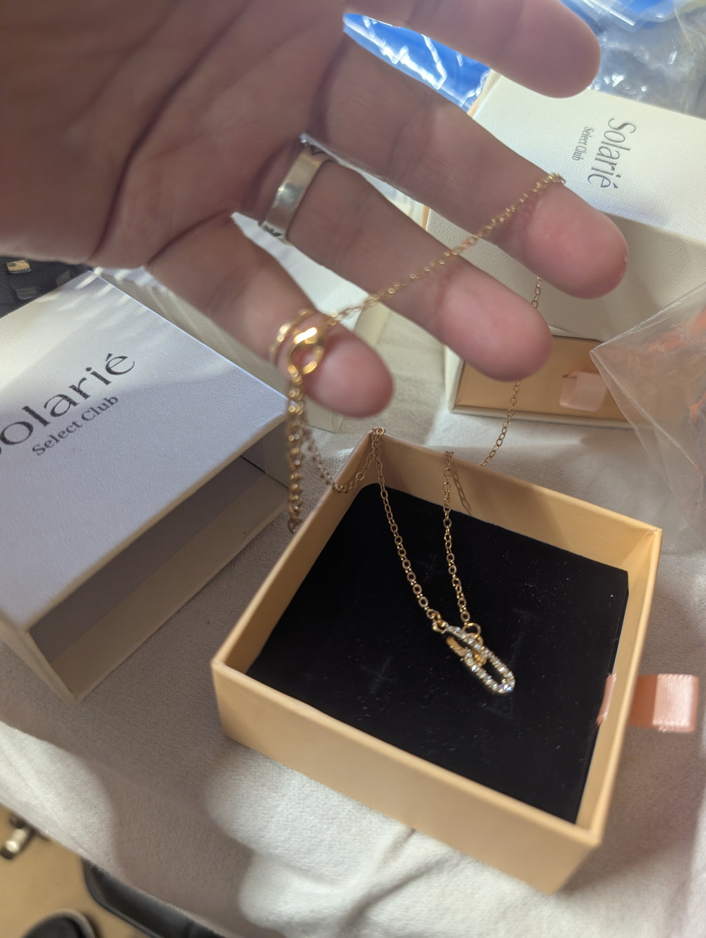 Solarie Gold Necklace with Crystal Pendant - Image 1
