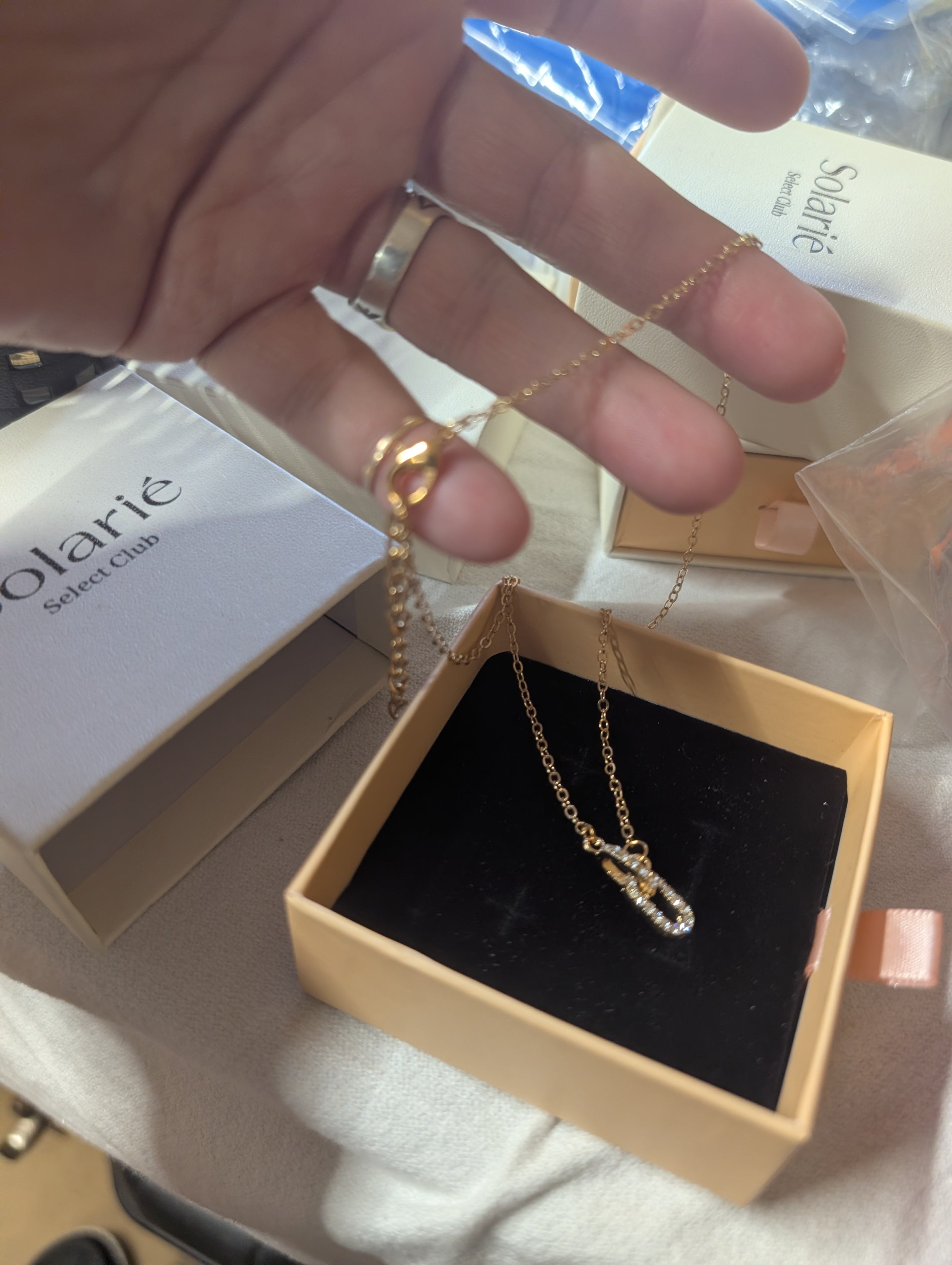 Solarie Gold Necklace with Crystal Pendant - Image 1