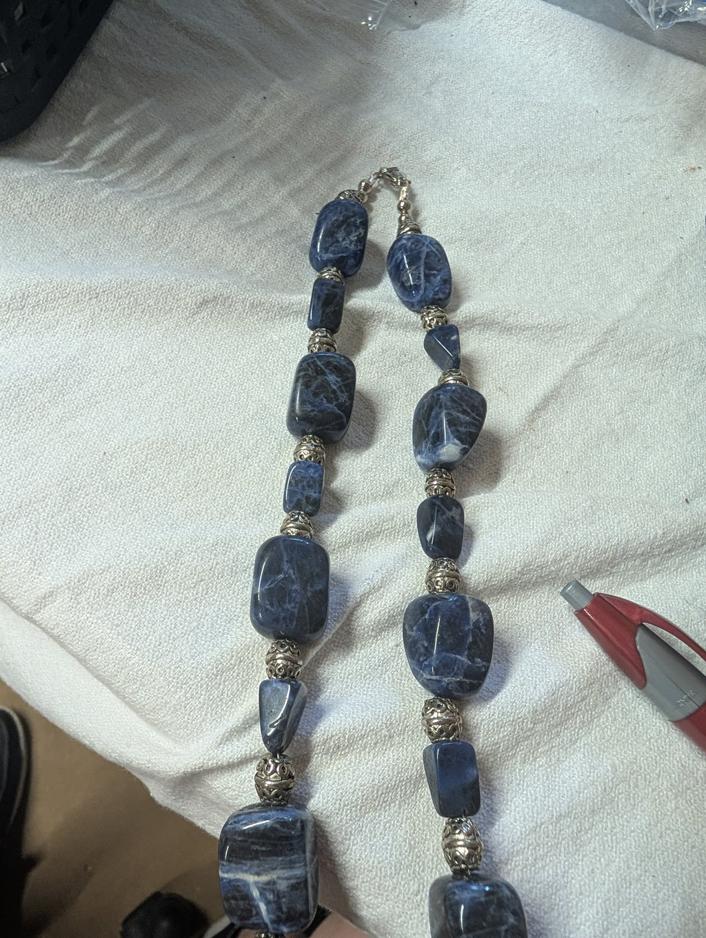 Sodalite Beaded Necklace with Large Pendant - Image 3