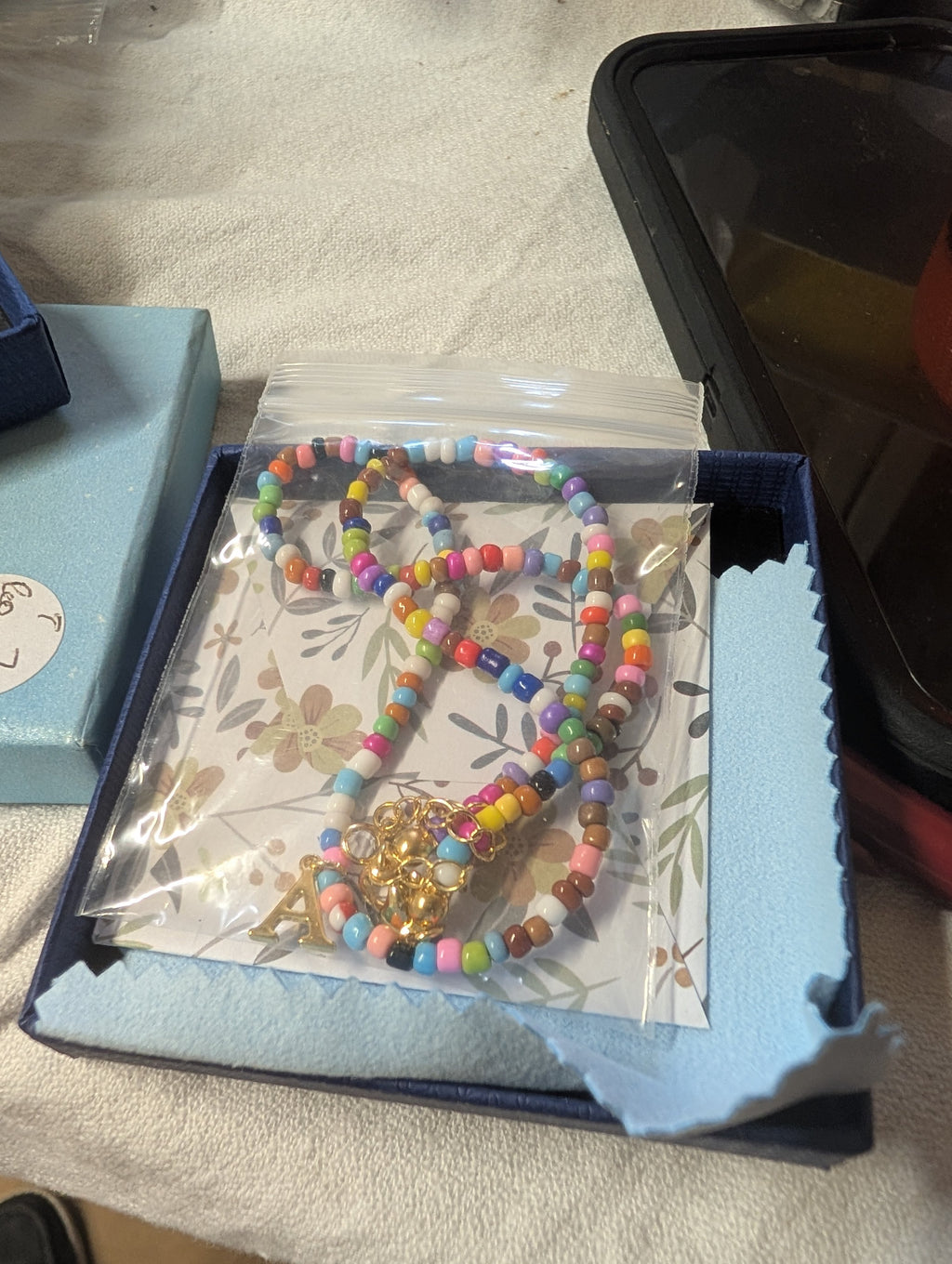 Colorful Beaded Necklace with Initial Charm - Image 2