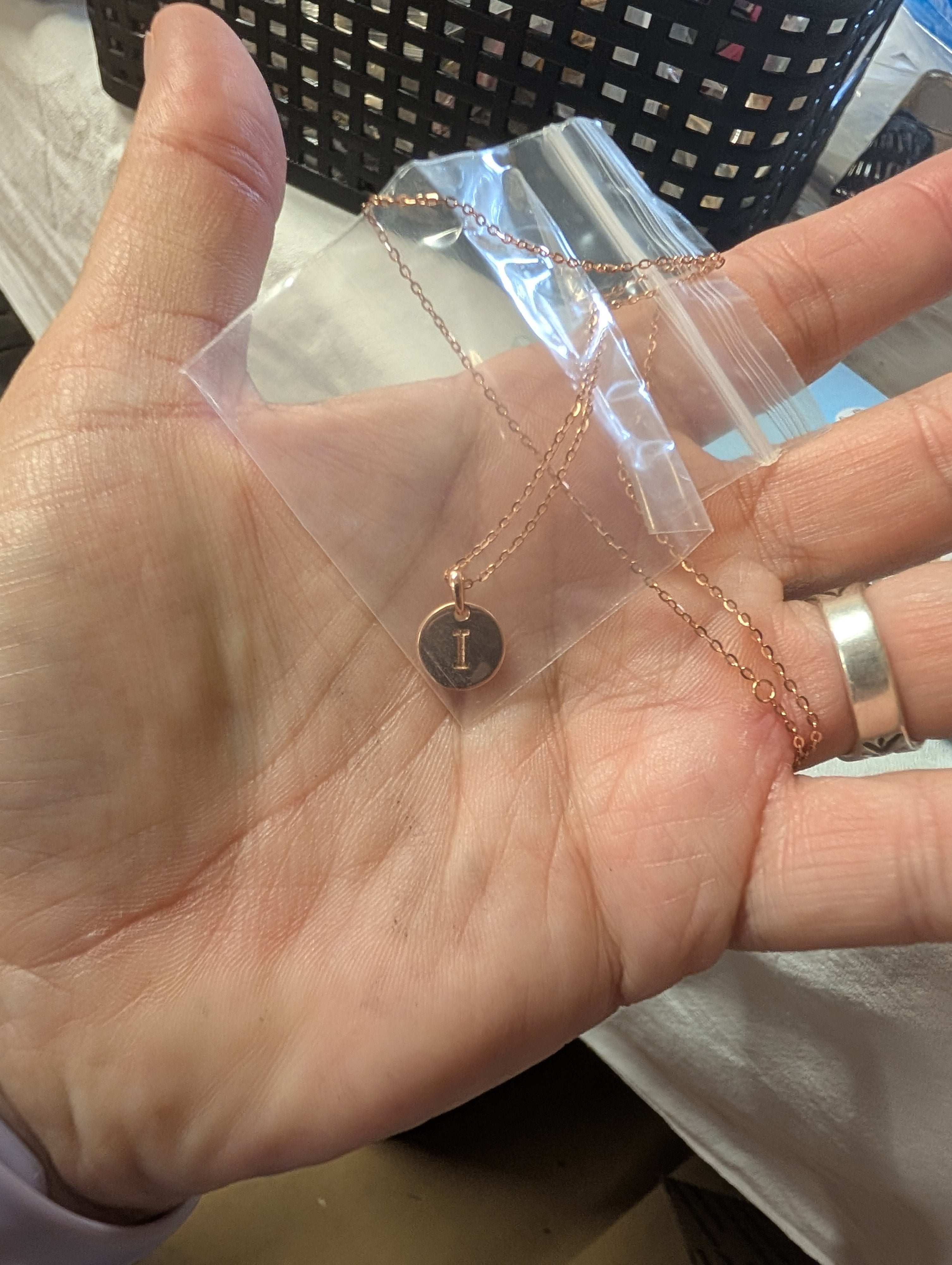 Rose Gold Initial 'I' Pendant Necklace - Image 2