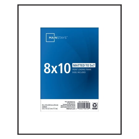 Mainstays 8x10 Matted to 5x7 Front Loading Picture Frame  Black - Image 2