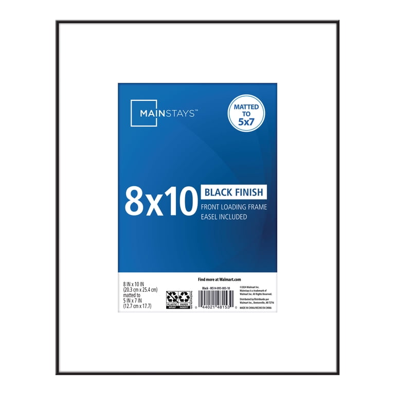 Mainstays 8x10 Matted to 5x7 Front Loading Picture Frame  Black - Image 3