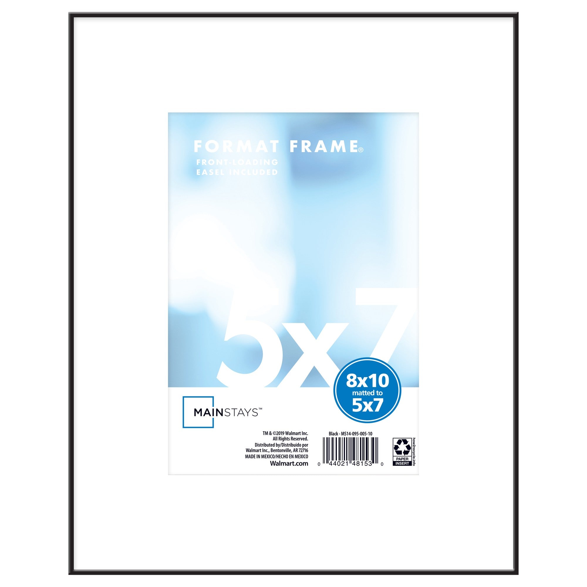 Mainstays 8x10 Matted to 5x7 Front Loading Picture Frame  Black - Image 1