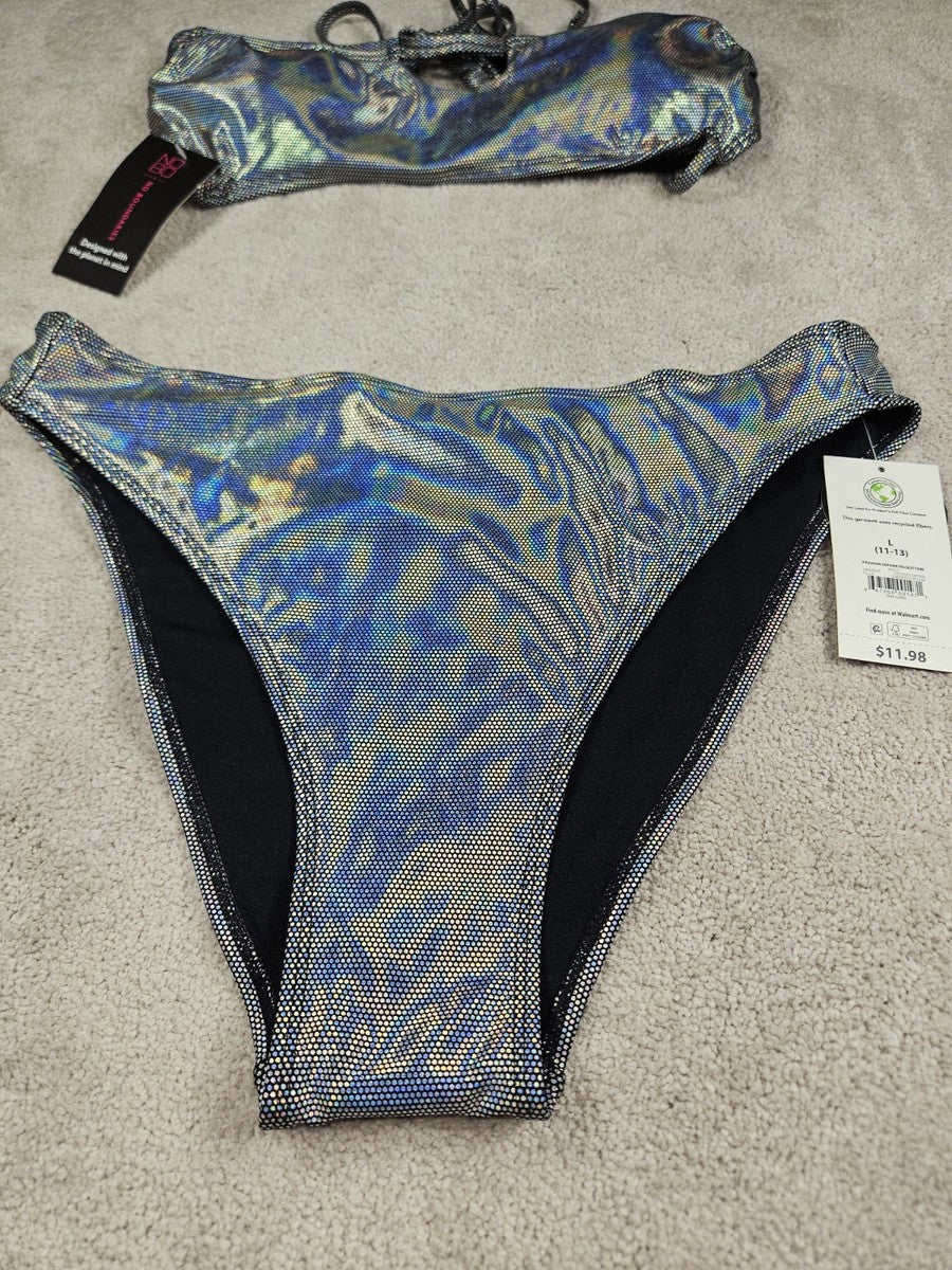 No Boundaries Juniors’ Holographic Dot Bralette Bikini Top  Size 15/17 - Image 4