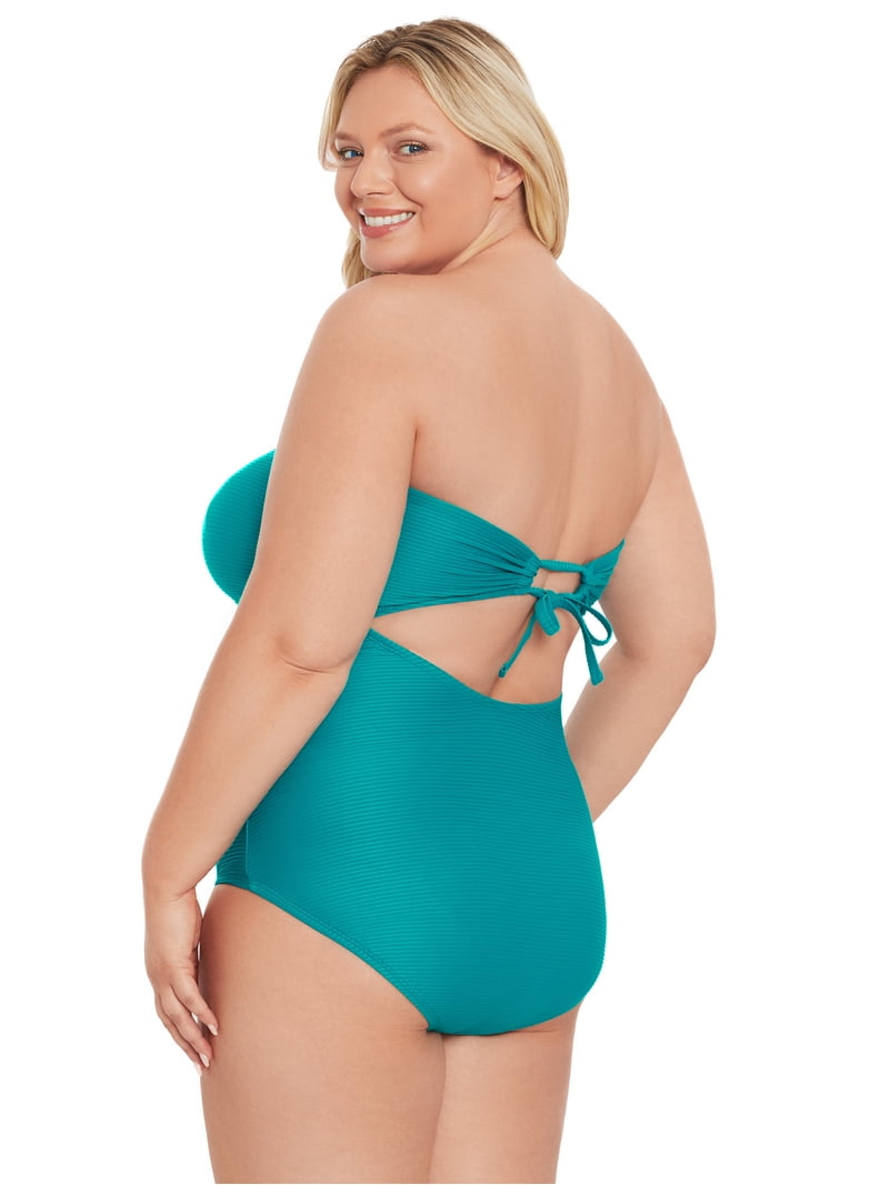 Time and Tru Women S and Women S Plus Keyhole Cutout One Piece Swimsuit  Sizes XS-2X - Image 3