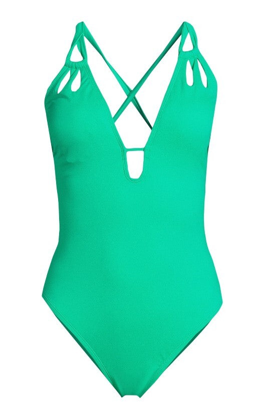 Time and Tru Women S and Women S Plus Keyhole Cutout One Piece Swimsuit  Sizes XS-2X - Image 1