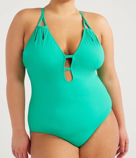 Time and Tru Women S and Women S Plus Keyhole Cutout One Piece Swimsuit  Sizes XS-2X - Image 2