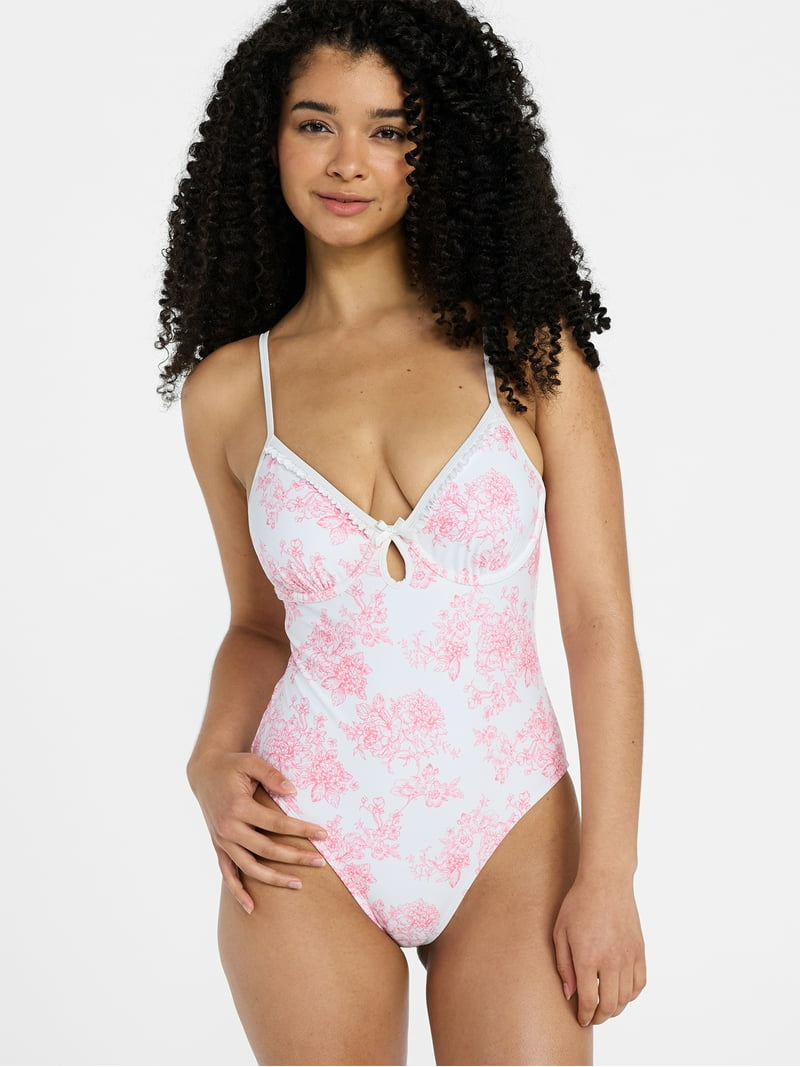 No Boundaries Juniors’ Cut-Out Floral One-Piece Swimsuit  Size S (3-5) - Image 3