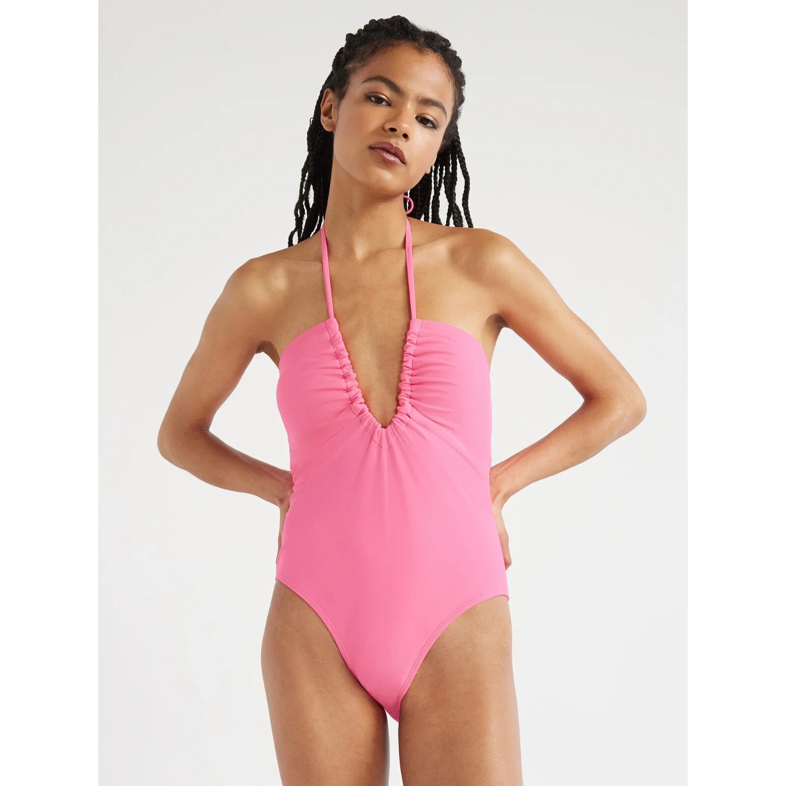 No Boundaries Juniors Ruched V-Neck One-Piece Swimsuit  Size L 11-13 - Image 3