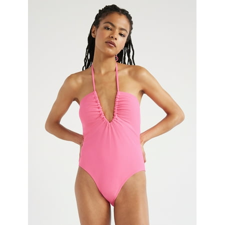 No Boundaries Juniors Ruched V-Neck One-Piece Swimsuit  Size L 11-13 - Image 2