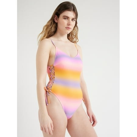 No Boundaries Juniors’ Lace up Ombre One Piece Swimsuit  Size S 3-5 - Image 1