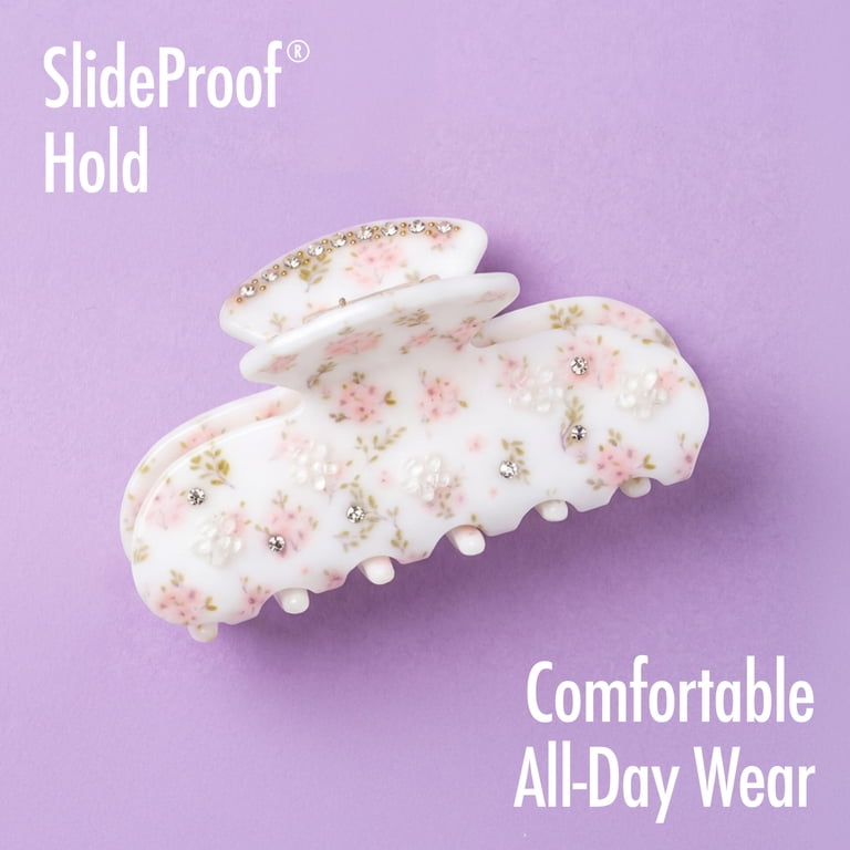 Easter Floral Print Claw Hair Clip - White/Pink: Fashion Accessory for All Hair Types, Plastic & Steel, Solid Pattern - Image 4