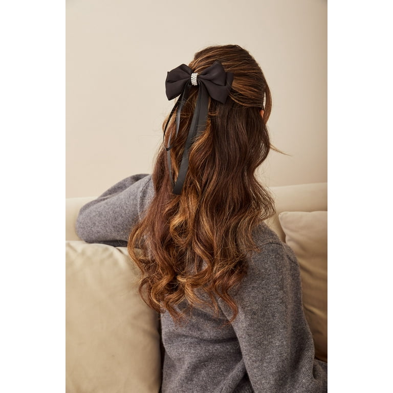 Scünci Elite Large Bow Barrette Hair Clip - All Hair - Black - Image 4