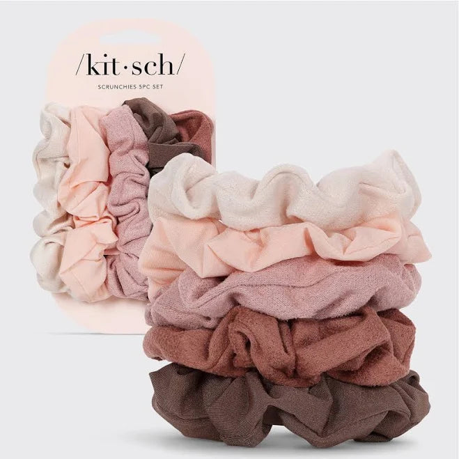 Scünci No Damage Mixed Texture Scrunchies - Peach Tones - All Hair - 5pcs - Image 4