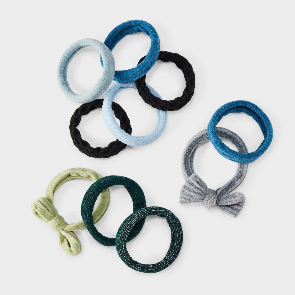 Pony Holder Bow Hair Elastic Set 10pc - a New Day™ Blue/Black - Image 2