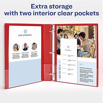 Avery Stand & Stack Reference 3 Ring Binder (1 Inch) Clear/red D4827 - Image 4