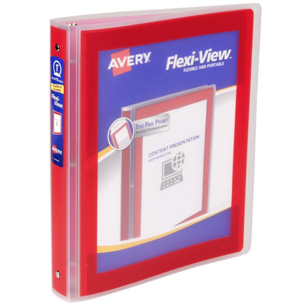 Avery Stand & Stack Reference 3 Ring Binder (1 Inch) Clear/red D4827 - Image 2
